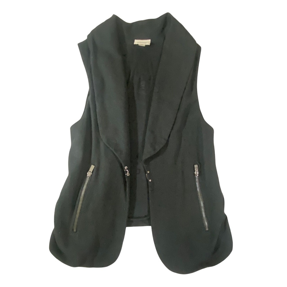 Witchery Womens Black Wool Blend Sleeveless Vest Shawl Collar Zip Pocket Size S - Picture 2 of 7